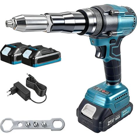 Cordless Rivet Pliers, 8000N Cordless Rivet Gun with 2 Batteries Electric Riveter for 0.2-0.5 cm Rivets (1/5)