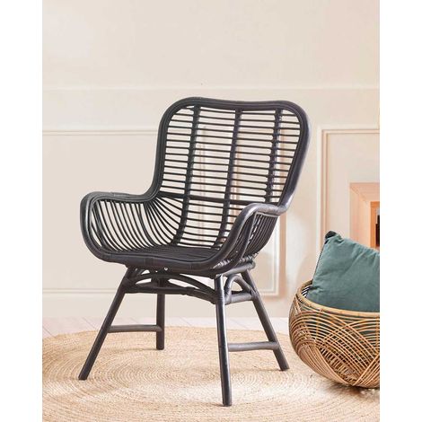 Sapporo - Fauteuil en rotin synthétique noir (1/5)