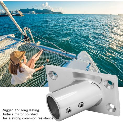 Raccord de garde-corps bateau 60° acier inox 316 base rectangulaire paroi épaisse 3 mm pour tube 22 mm (7/8 pouce) navire yacht 1 pièce (1/5)