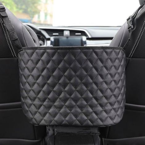 Organisateur de rangement pour filet de voiture, support de sac à main entre les sièges, porte-sac en cuir (1/2)