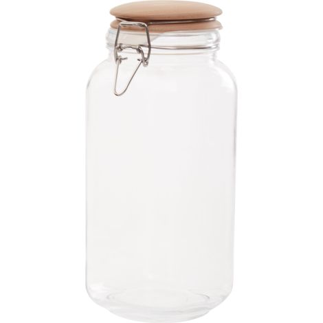 Premier Housewares Square Glass Jar With Wooden Lid - 2150Ml (1/5)