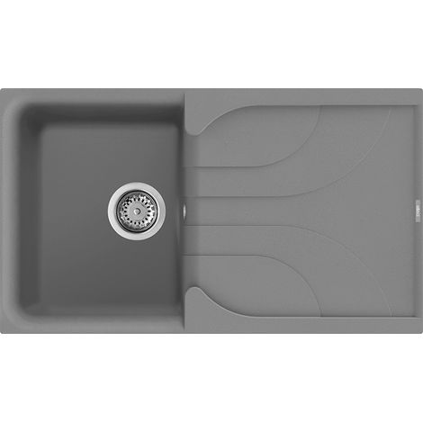 Elleci LME40073 Ego 400 Lavello montato su piano 1 vasca con gocciolatoio reversibile Metaltek colore Titanio (1/3)