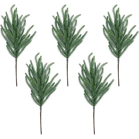 Branche de Sapin Norfolk Artificiel A10311 45cm Paillettes Dorées Lot de 5 (1/5)