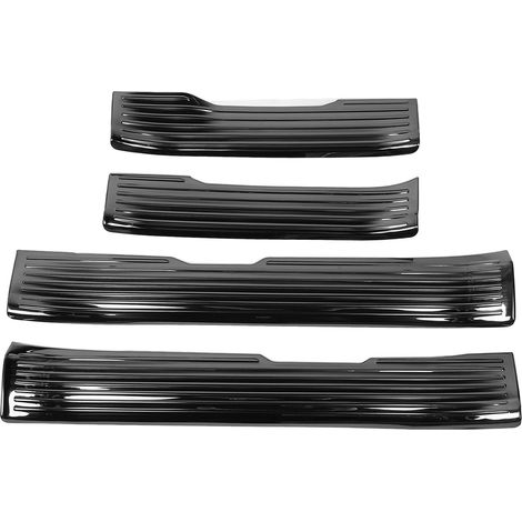 Plaque de protection de seuil de porte, garniture de protection en acier inoxydable poli auto-adhésif pour Tacoma 2024 noir brossé 4 pièces (1/5)