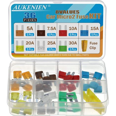 Micro2 Car Fuse 5 A 7.5 A 10 A 15 A 20 A 25 A 30 A Blade Fuse for Car Motorcycle Vehicle Truck (1/5)