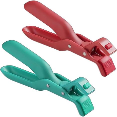 Multifunktionaler, hitzebeständiger Schüsselclip für die Küche, Topfklemme, Zange, verbesserter Silikon-Antirutschclip (rot + grün)