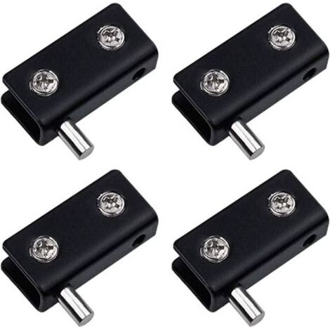 Set mit 4 rahmenlosen Drehbändern für Glastüren – Schwarz – Türclips aus Edelstahl mit verstellbarem Stift – Ersatzset für 5–6 mm Glastüren (1/5)