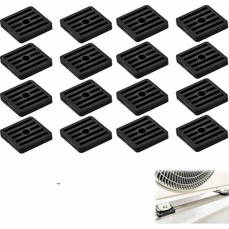 16 Pièces Amortisseurs de Vibrations en Caoutchouc de Climatiseurs,Coussin De Choc Pour Climatisation Pieds Anti-vibrations Support pour Condenseur de Climatiseur Split Extérieur,Noir (1/5)
