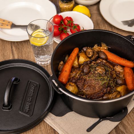 Marmite Hollandaise Dutch Oven en Fonte 30 cm Cocotte Camping Suspendue sans Revêtement Noir 12 kg – Livraison gratuite (1/5)