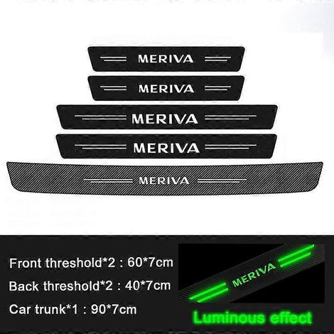 Seuil de porte lumineux anti-rayures et emblème Opel Meriva 2024 - Bande adhésive en fibre de carbone pour intérieur automobile (1/5)