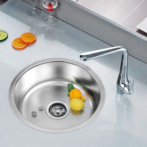 Fregaderos de cocina de acero inoxidable cepillado con un seno (41x 41 x 20 cm) (1/5)
