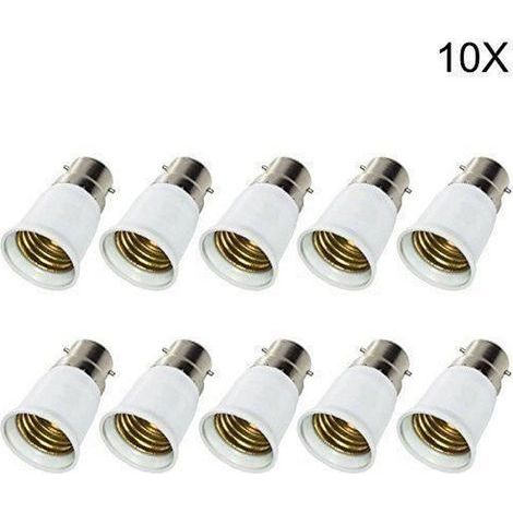 10er-Pack B22-E27 Sockeladapter für LED-Lampen, E27 Lampensockel, E27 LED-Sockel [Energieklasse A++] (1/3)