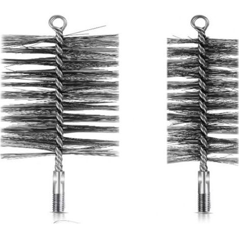 3 Pcs Set de Brosses de Ramonage de Cheminée 70 mm 120 mm Brosses de Tuyaux de Poêle Balais de Cheminée en Fil d'acier avec Tige de Poussée Flexible Kit de Balayage pour Cheminée Chaudière