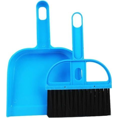 Balai et Pelle Mini pour Nettoyage de Cage d’Animaux de Compagnie – Idéal pour Cochons d’Inde, Lapins et Petits Rongeurs – Couleur Bleue (1/4)
