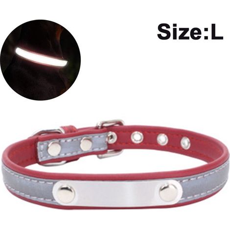 Collier pour chien avec étiquette nominative gravée, personnalisable, en cuir souple, pour chiens de petite, moyenne et grande taille. (1/4)