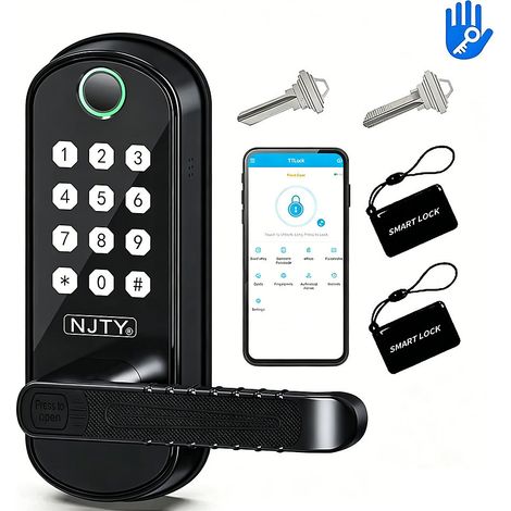 Serrure de porte intelligente à empreinte digitale, application de contrôle à distance, sans clé, WiFi NFC , avec 2 cartes IC (1/5)