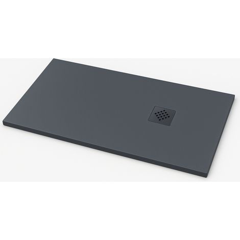 Ardesia Ultra-Slim Slate Effect Shower Tray - Slate Grey RAL 7015 90x100cm Slate Grey Grate (1/4)