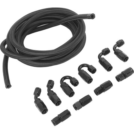 Meter Öl-/Kraftstoffschlauch AN6-6AN-Anschluss Edelstahl, nylonummantelt, gerade, 45°, 90°, 180°-Endadapter (1/5)