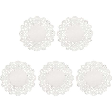 Napperons en papier d'emballage ronds en dentelle blanche 16,5 x 16,5 cm, absorbant l'huile, lot de 200. (1/4)