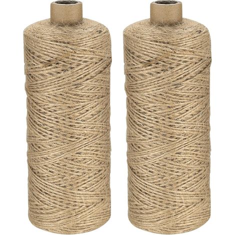 2 Rouleaux Ficelle Jute 1mmx200m Corde Naturelle Solide Pour Jardinage Bricolage Décoration