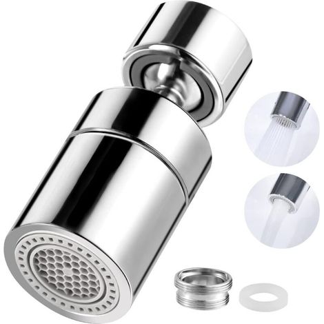 360° Pivotant Aérateurs de Robinet, M22/M24 Mousseur Robinet Économiseur d\'Eau, 2 Modes Embout Robinet Cuisine Rotatif Grand Angle Chromé (1/5)