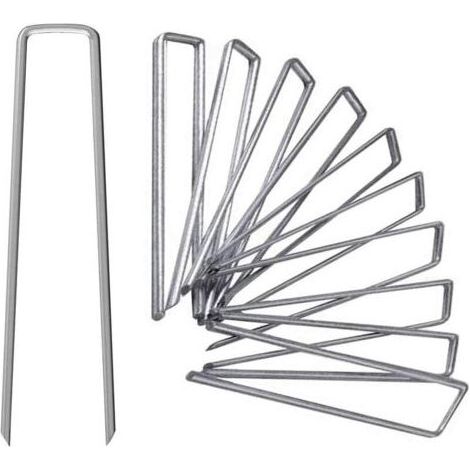 Accessoire pour tente et tonnelle Piquets d'agrafes de jardin galvanisés de 30 cm, 25 agrafes de jardin antirouille en forme de U pour tissu de pelouse sécurisé (1/5)