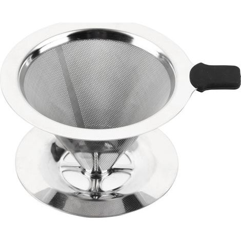 Tbest Tasse Filtre Dripper 1pc en Acier Inoxydable avec Maille à Double Couche, Support EasyTouse pour le Bureau à Domicile, Lavable et Réutilisable pour Voyager ou (1/5)