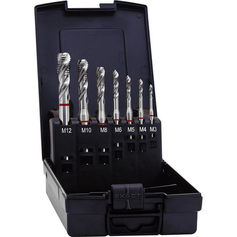 Exact 43694  Maschinengewindebohrer-Set 7teilig  metrisch M3, M4, M5, M6, M8, M10, M12  Rechtsschnei