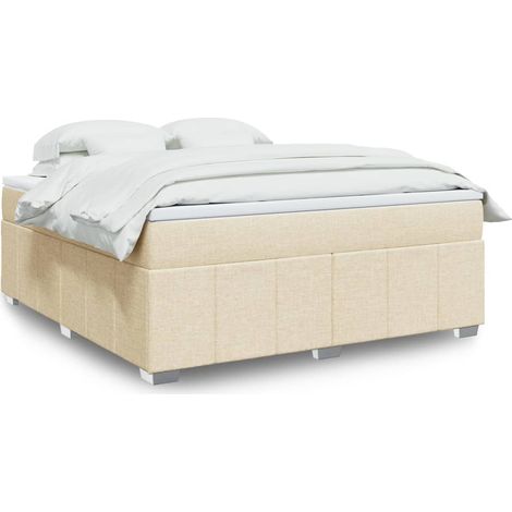 Boxspringbett mit Matratze Creme 180x200 cm Stoff