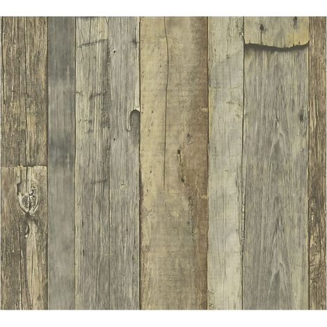Wood wallpaper wall Profhome 959313 non-woven wallpaper smooth country style matt grey white beige 5.33 m2 (57 ft2) (1/5)