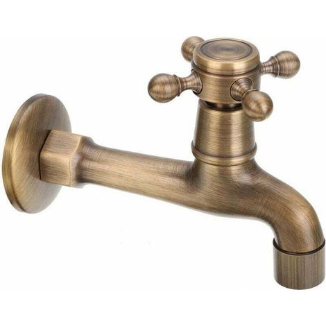 Robinet mural vintage à eau froide pour salle de bain, toilettes, lavabo, baignoire, robinets en laiton pour jardin, terrasse, serpillère, piscine (1/4)