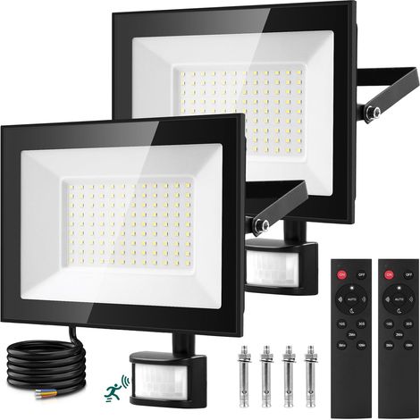 Projecteur LED 150W Avec Détecteur de Mouvement et Télécommande - 15000LM Blanc Froid 6500K Dimmable, Étanche IP65 Avec Minuterie Pour Jardin Garage