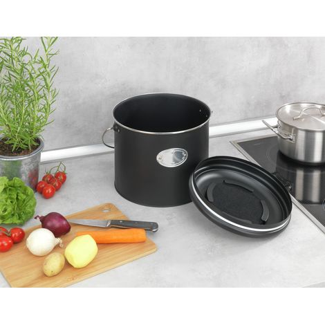 WENKO Metall Komposteimer Nero 6 L in Schwarz 22,5 x 22,5 cm