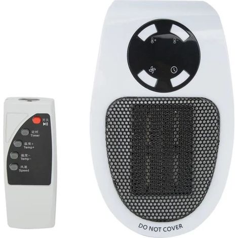 Chauffage électrique portable en céramique, 500 W, télécommande, protection contre la surchauffe, silencieux pour la maison ou le bureau (1/4)