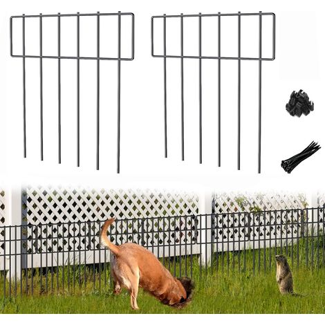 Lot de 10 barrières anti-animaux – Clôture décorative de jardin en fil métallique antirouille avec piquets, 43 cm de hauteur × 3,1 m de longueur (1/5)