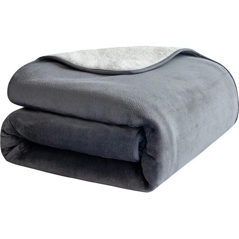 Couverture imperméable pour chien animaux de compagnie en flanelle et sherpa à couches cm 3 70x100 gris (1/4)