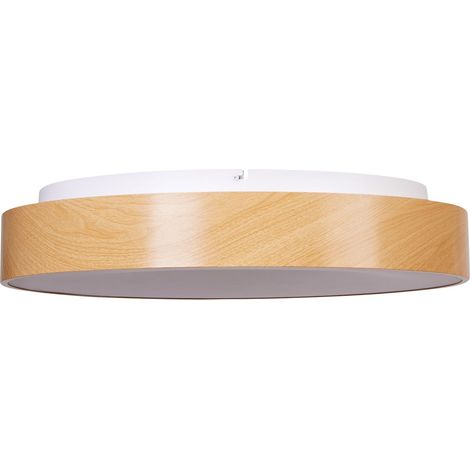 Lampe de Plafond Moderne en Forme d'Anneau avec LED Gradiation Intégrée en Métal Finition Bois Clair Bragoto