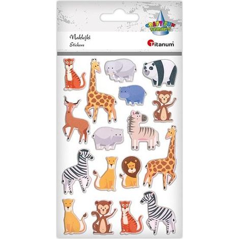 Autocollants convexes animaux africains, 17 pièces