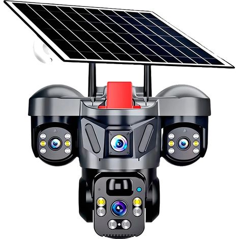 Sicherheitskamera, solarbetrieben, Dreifachlinsentechnologie, 1 Stück WiFi Kamera (1/2)
