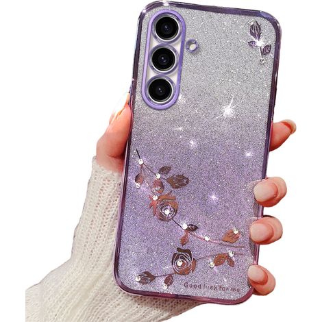 Custodia per Samsung Galaxy A05s 4G, fiore glitterato, viola (1/2)