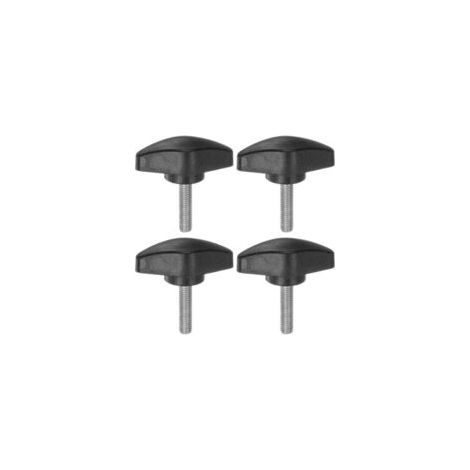 Juego de 4 piezas de pomos de plástico en forma de T M5 x 20 mm con rosca externa estándar, asas en T, abrazaderas de mano y tornillos moleteados, color negro - Crezuo (1/4)