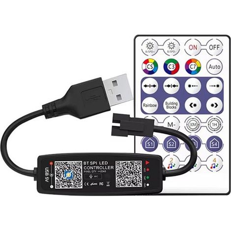 Control remoto WS2812B para aplicaciones de música y tiras de luces LED Pixel SK6812 WS2811 WS2812 USB 5V (1/4)