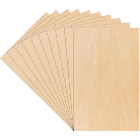 Lote de 10 placas de contrachapado, 1,5 mm, 30 x 20 cm, paneles de madera para bricolaje (1/5)