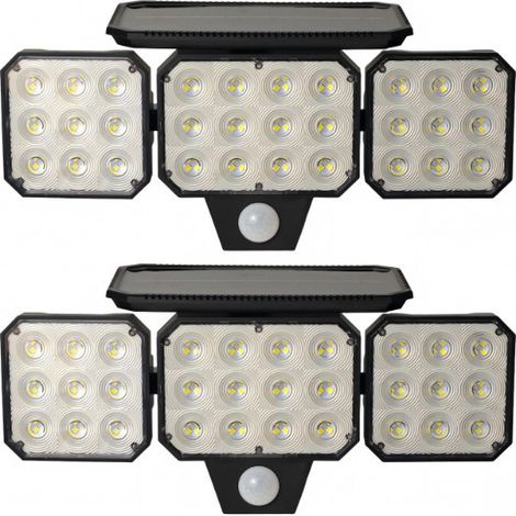 Lot de 2 lampes solaires extérieures 120 LED – Appliques murales solaires avec détecteur de mouvement et 3 modes d’éclairage – Batterie 2000mAh, lumière blanche grand angle 270° pour jardin et cour (1/5)