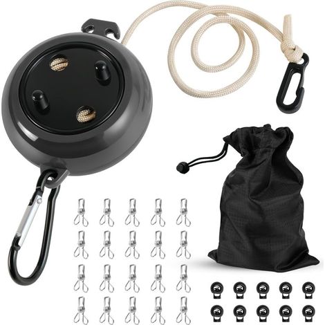 Corde à linge rétractable 10 mètres pour camping et voyage, accessoire pour extérieur, jardin, caravane et camping-car (1/5)