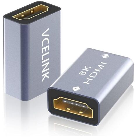 Coupleur HDMI, Adaptateur HDMI 8K 2.1 Plaqué Or Rallonge HDMI Femelle vers Femelle Supporte 4K 3D @60Hz UHD, Résolution 7680 4320, HDR, Arc Compatible avec PC, Moniteur, Roku TV, Lot de 2 (1/5)