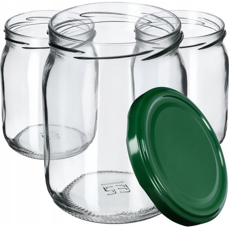 KADAX Barattoli per Marmellata 540 ml con Coperchi a Vite - Barattoli con Tappo a Vite - Barattoli per Conservazione di Cetrioli (8 Pezzi, Verde)