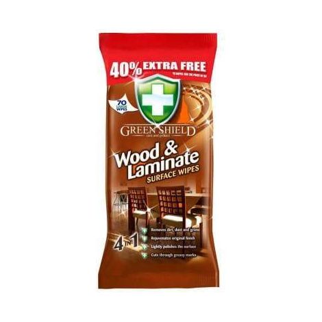 Salviette umidificate Green Shield per legno e laminato, 70 pezzi