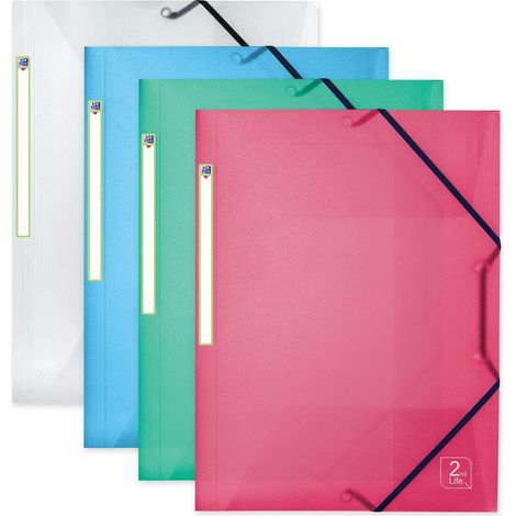 3-Klappen-Ordner – 4er-Pack – Recyceltes Polypropylen – A4-Format – Mit Gummiband – Verschiedene Farben (1/5)