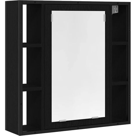 Armoire de salle de bain avec miroir Chêne noir 60 x 16 x 60 cm Bois d'ingénierie (1/5)